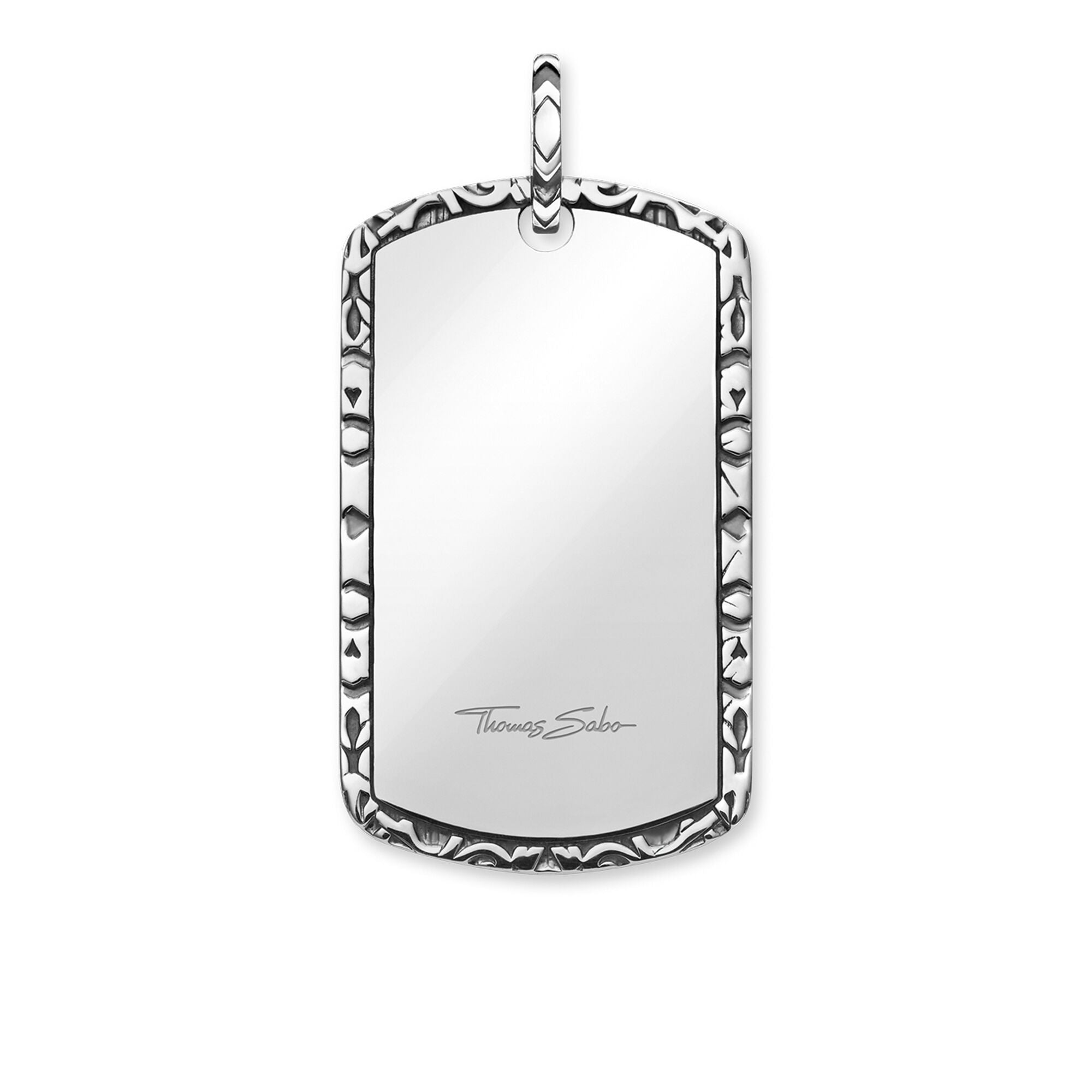 Sterling silver, designer thomas sabo, framed dog tag, pendant