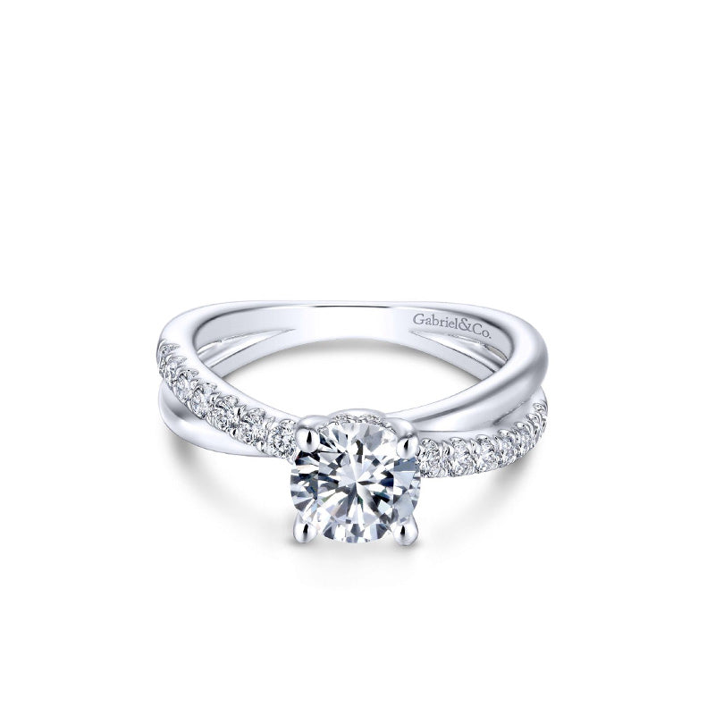 Gabriel & Co. 14k White Gold Diamond Twist Engagement Ring