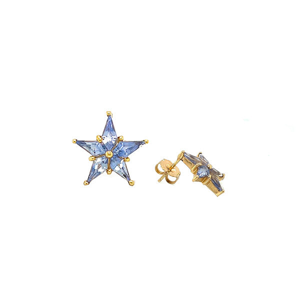 Bijoux Love 14K Gold Sapphire Star Earrings