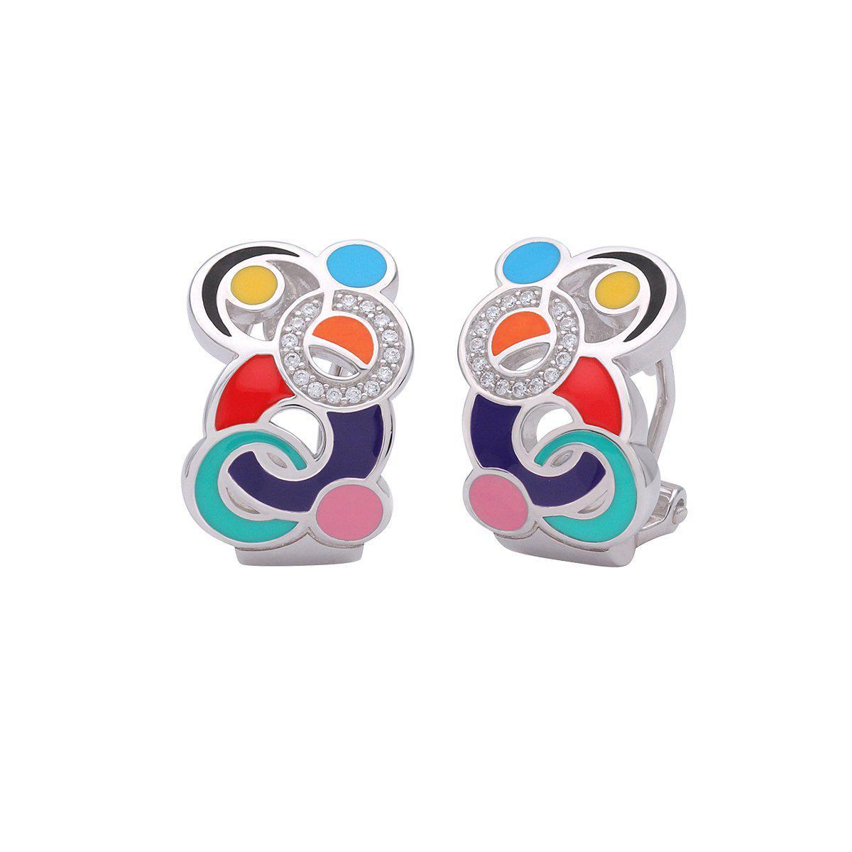 Multi colour enamel circles sterling silver earrings by belle etoile