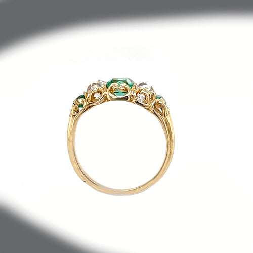 Antique Victorian Emerald and Diamond Five-Stone Ring