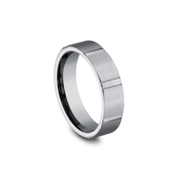 6mm satin finish titanium ring with line indentations