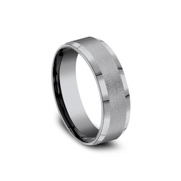 7mm grey tantalum ring with wire brush finish inlay