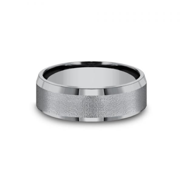7mm grey tantalum ring with wire brush finish inlay