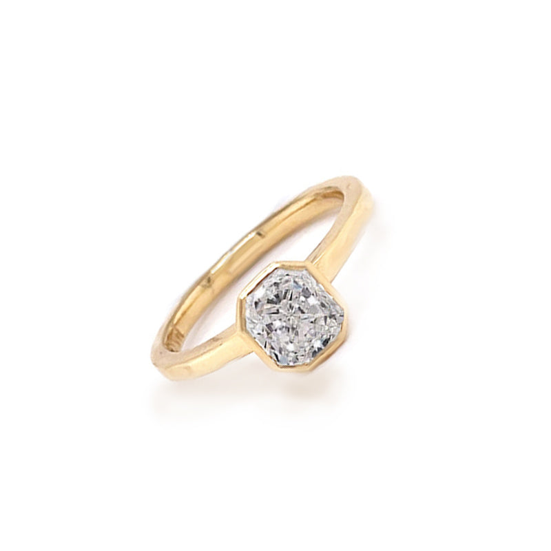 14k Yellow Gold Fancy Light Yellow 1.10ct Radiant Cut Diamond Solitaire Ring
