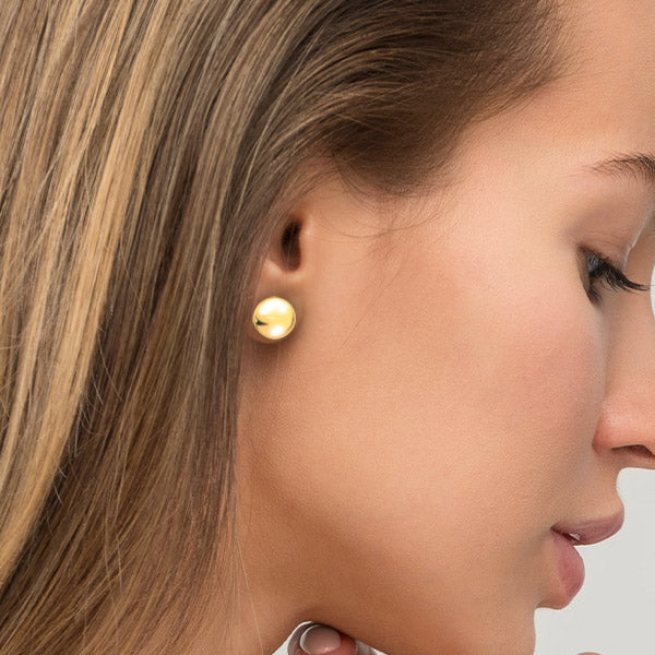 Bijoux Love 14K Gold Classic Button Earrings
