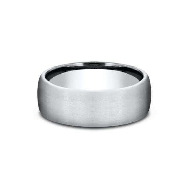 6mm satin finish grey titanium ring with parallel lines inlay