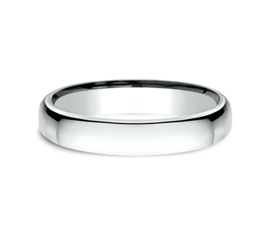 4.5mm 14 karat white gold classic ring with a high polish finish