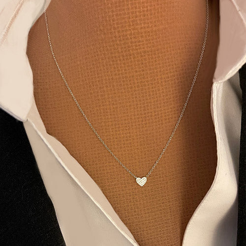 14K White Gold Diamond Heart Necklace