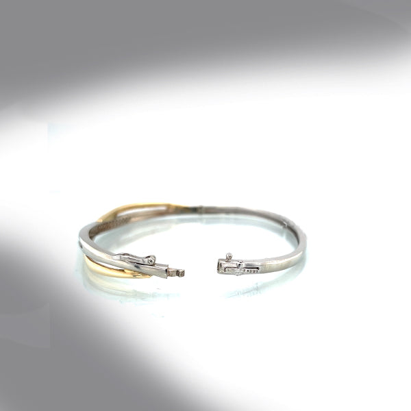 Estate 10Kt White And Yellow Gold Diamond Twist Bangle Bracelet