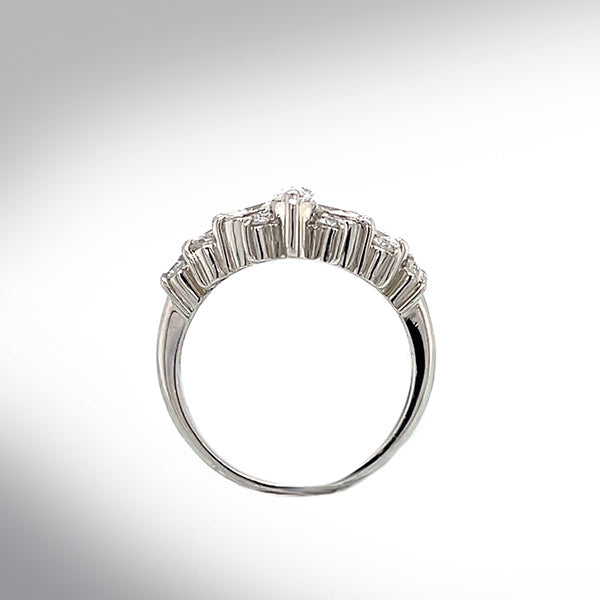 Platinum Marquise And Round 1.02 Carat TW Natural Diamond Engagement ring