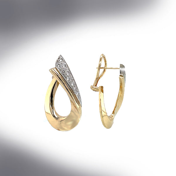 Estate 14K gold Diamond Twist Earrings