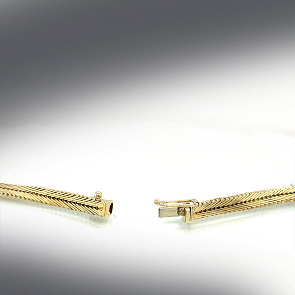 Vintage 14K Three Tone Gold Brick Link Collar Necklace – TrueBijoux