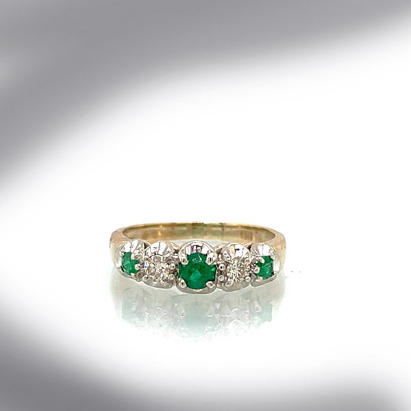 Estate 14k Emerald And Diamond Ring