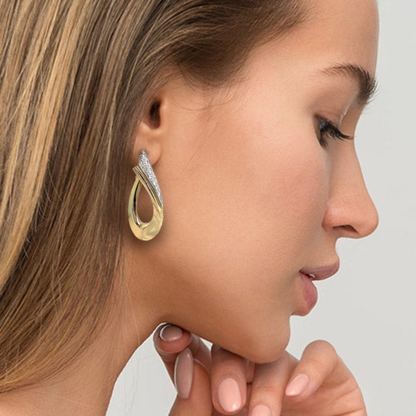 Estate 14K gold Diamond Twist Earrings