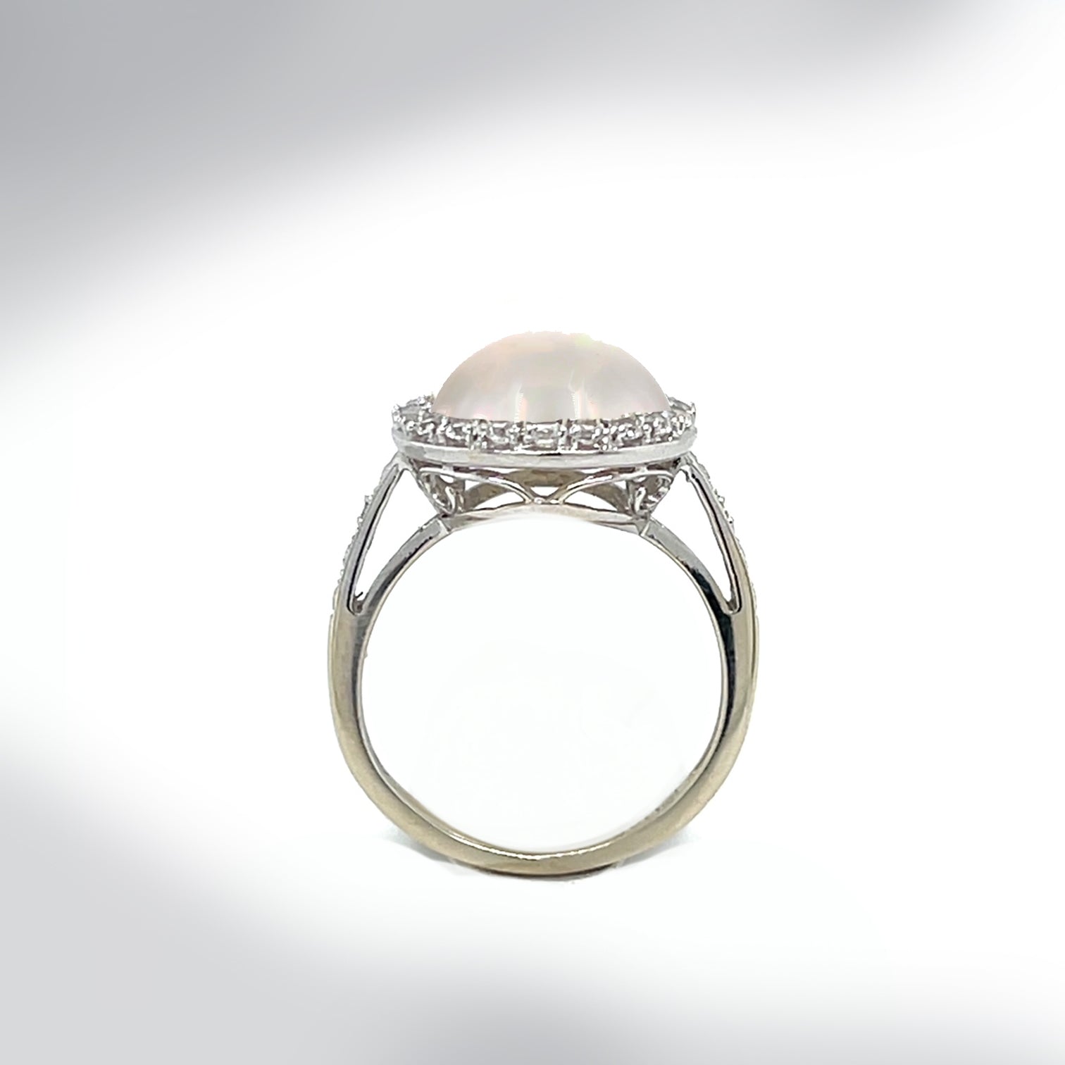 Estate 14K Button Pearl And CZ Ring