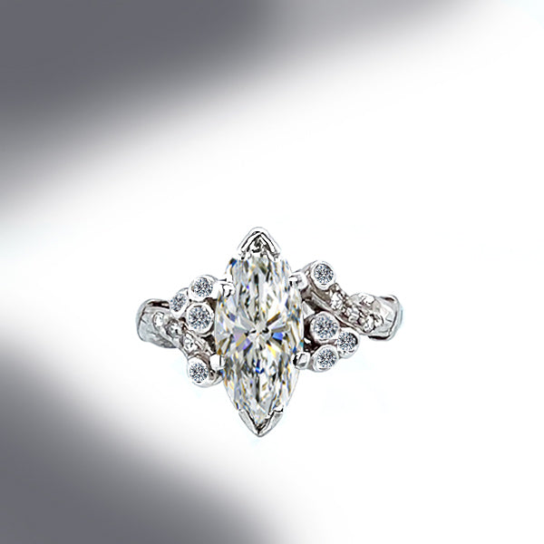Estate 18K Gold 1.40 Carat Marquise Cut Diamond Engagement Ring