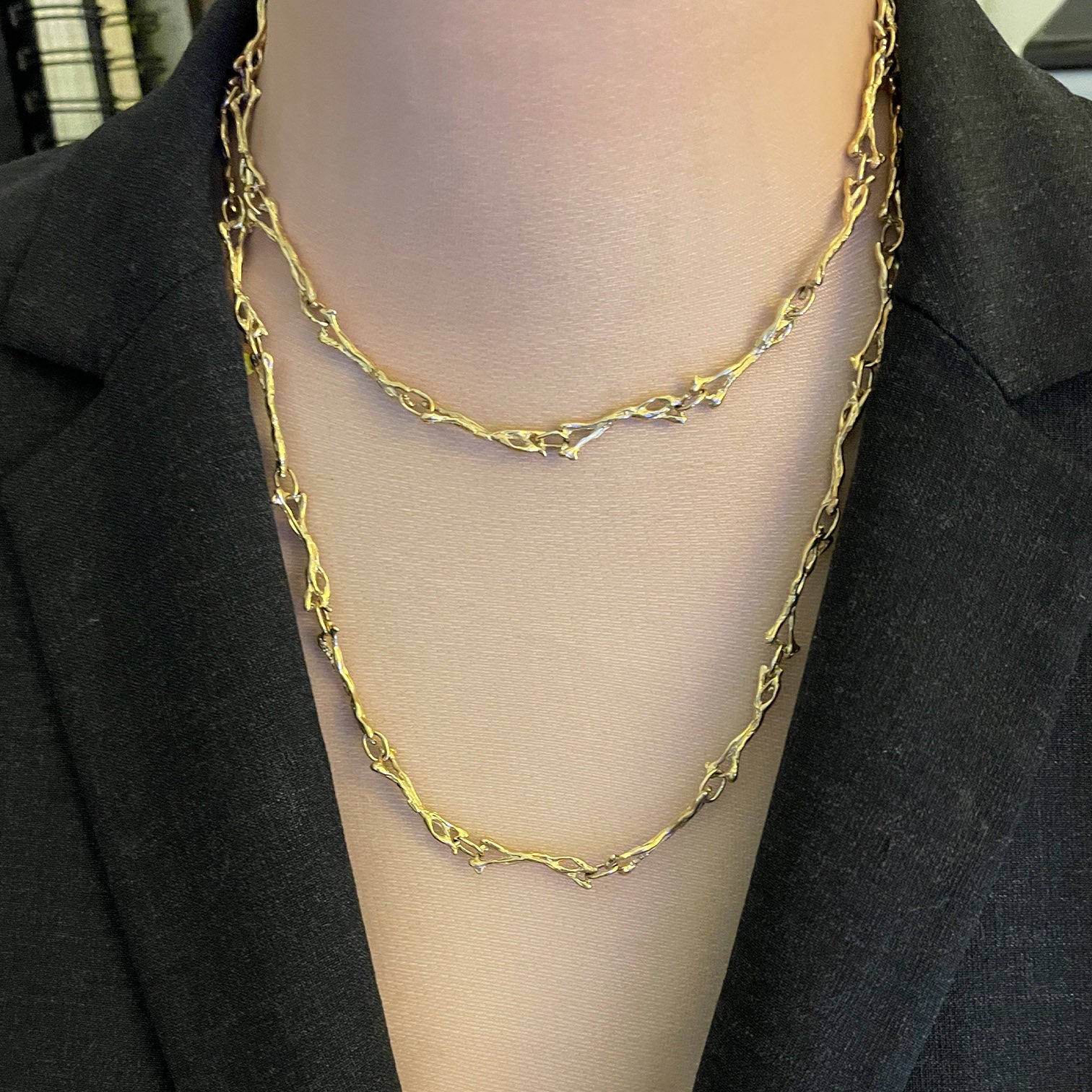 Estate 10K Yellow Gold Bow Link 36" Chain