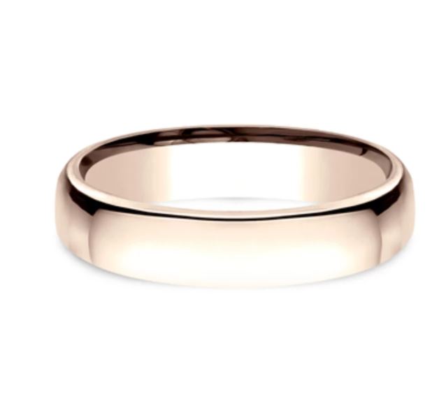 4.5mm 14 karat rose gold classic ring with a high polish finish