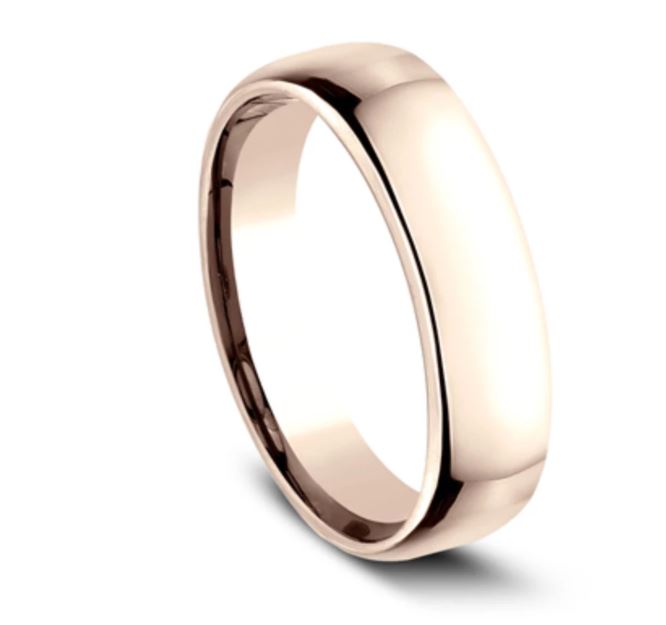 5.5mm 14k rose gold classic ring with a high polish finish