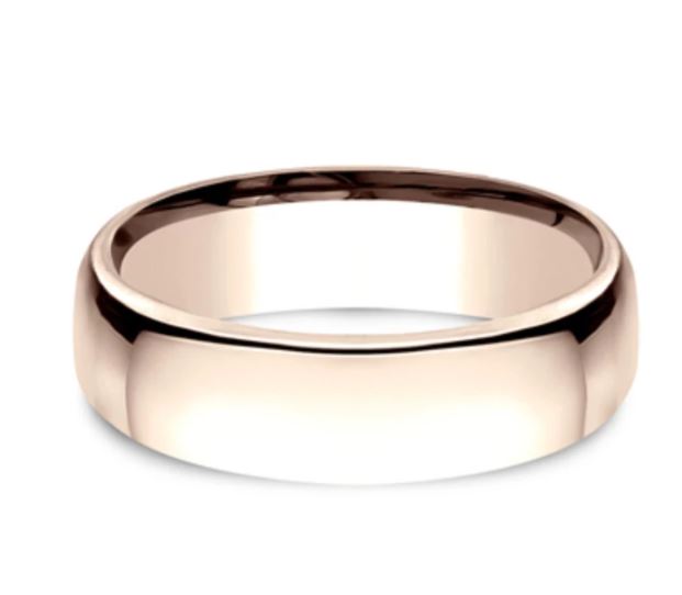 6.5mm 14 karat rose gold classic ring with a high polish finish