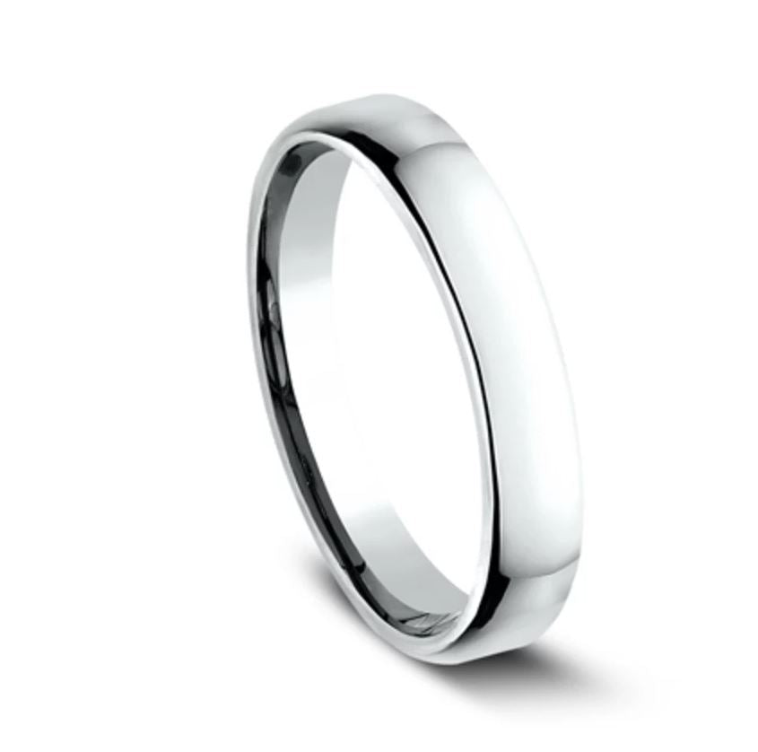 3.5mm 18 karat white gold classic ring with a high polish finish