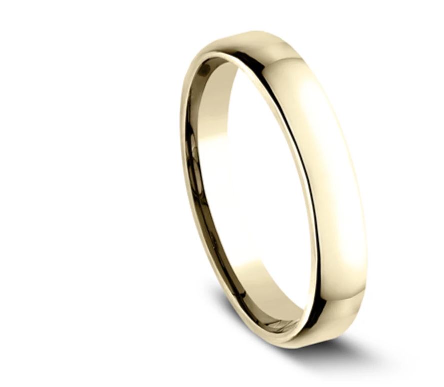 3.5mm 14 karat yellow gold classic ring with a high polish finish