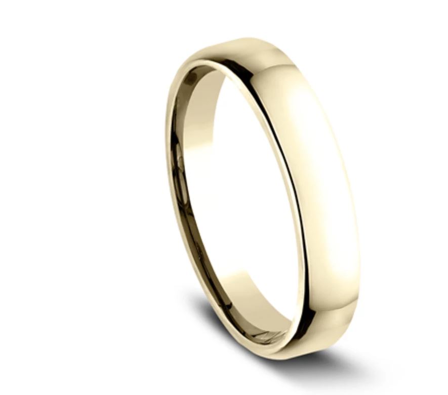 4.5mm 14 karat yellow gold classic ring with a high polish finish