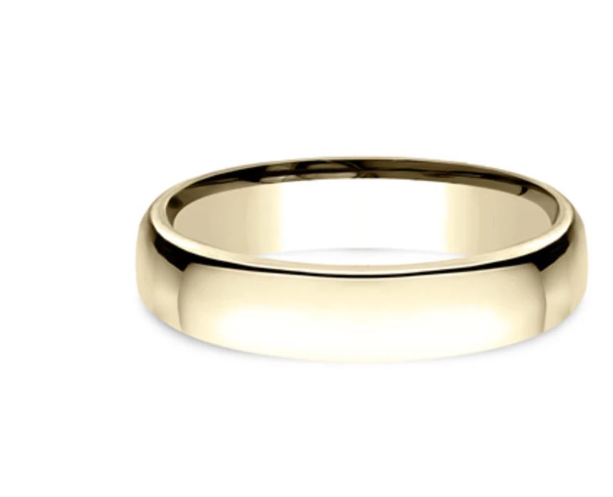 4.5mm 18 karat yellow gold classic ring with a high polish finish