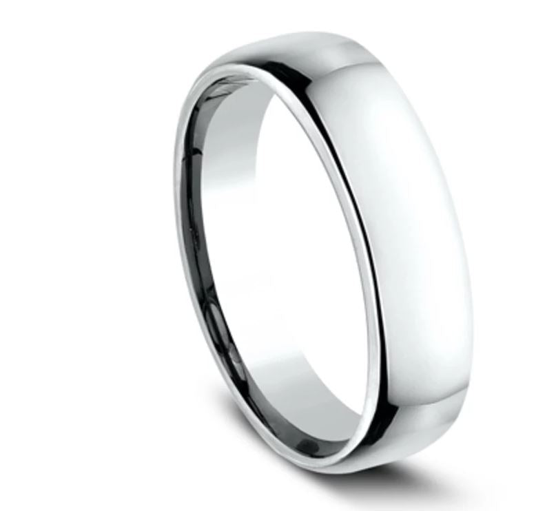 5.5mm 10k white gold classic ring with a high polish finish