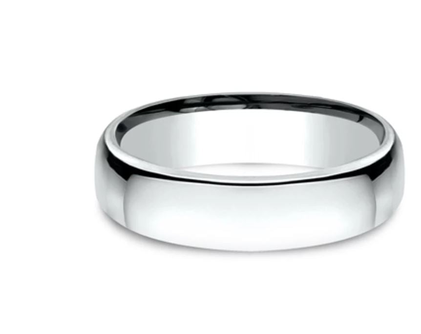 5.5mm 18k white gold classic ring with a high polish finish