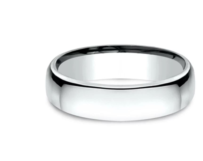 5.5mm 10k white gold classic ring with a high polish finish