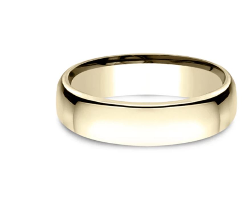 5.5mm 14k yellow gold classic ring with a high polish finish