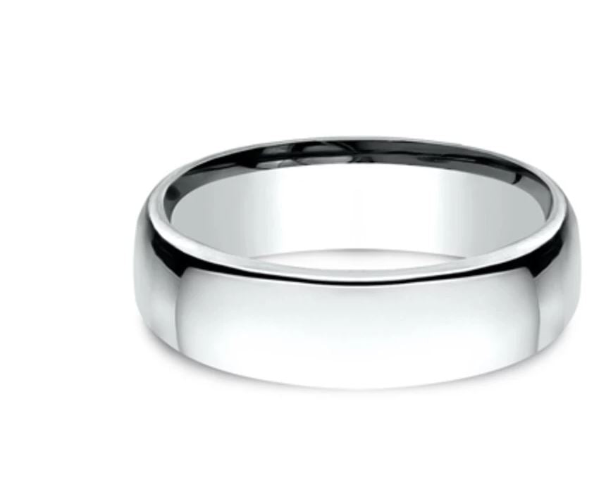6.5mm 10 karat white gold classic ring with a high polish finish