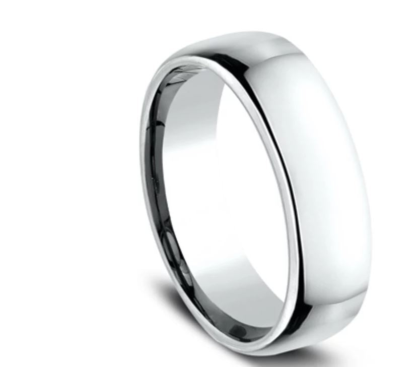 6.5mm 18 karat white gold classic ring with a high polish finish