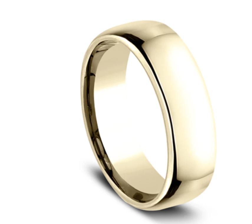 6.5mm 18 karat yellow gold classic ring with a high polish finish