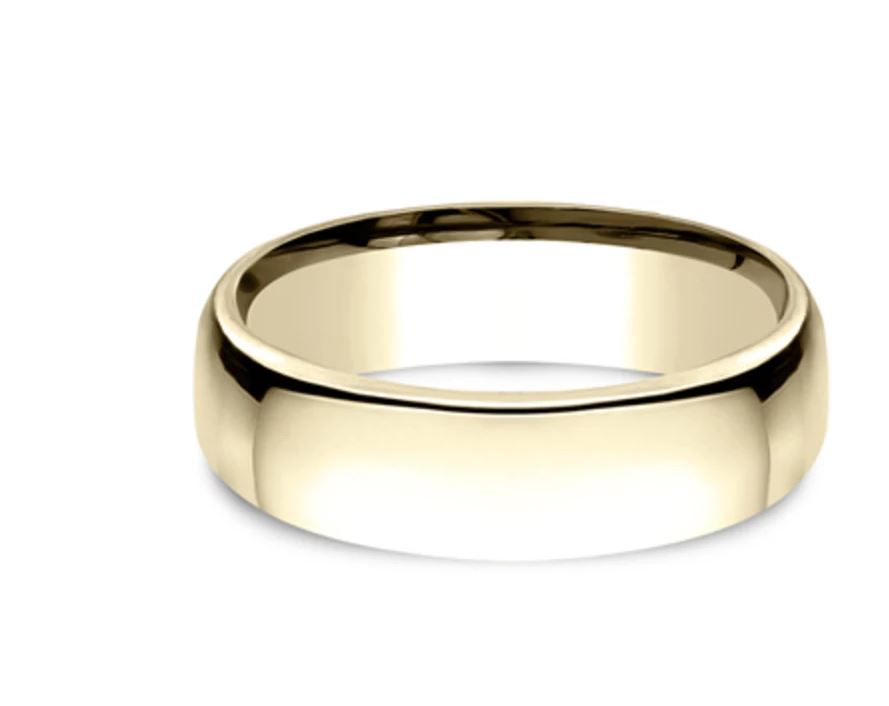 6.5mm 14 karat yellow gold classic ring with a high polish finish
