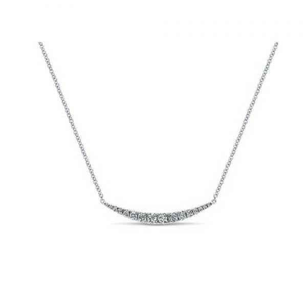 Gabriel & Co. 14k White Gold Curved Diamond Bar Necklace