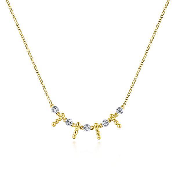 Gabriel & Co. 14k Yellow Gold Bead & Diamond Necklace