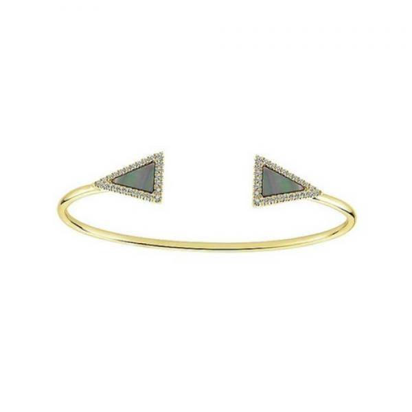 Gabriel & Co. 14k Yellow Gold Diamond and Black Mother of Pearl Bangle