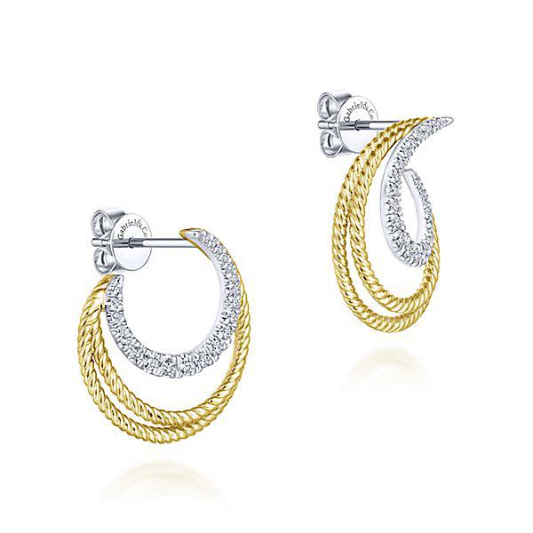 Gabriel & Co. 14k Yellow & White Gold Twisted Crescent Diamond Stud Earrings