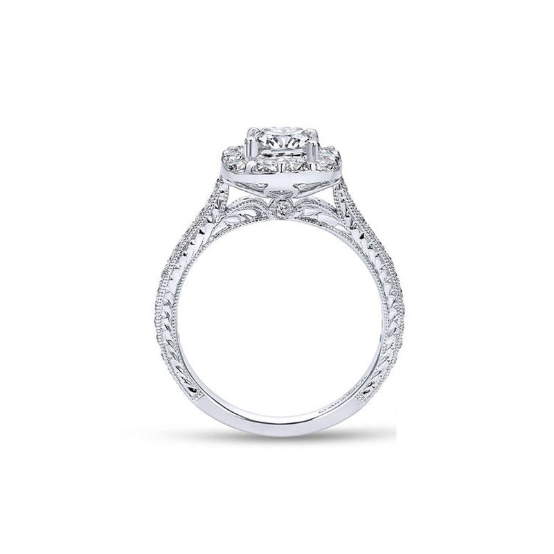 Gabriel & Co. 14K White Gold Diamond Filigree Engagement Ring Semi-Mount
