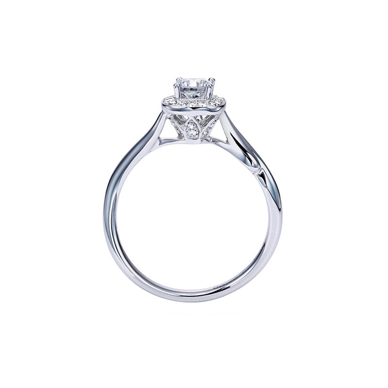 Gabriel & Co. 14K White Gold CZ and Diamond Engagement Ring
