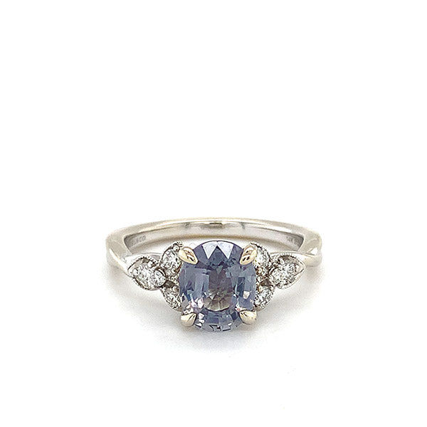 Gabriel & Co. 14K White Gold Grey Spinel and Diamond Engagement ring