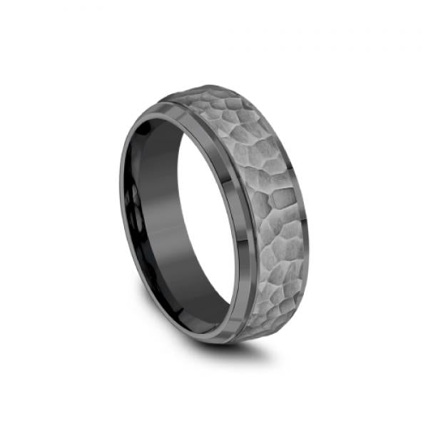 7.5mm grey tantalum ring with hammer finish
