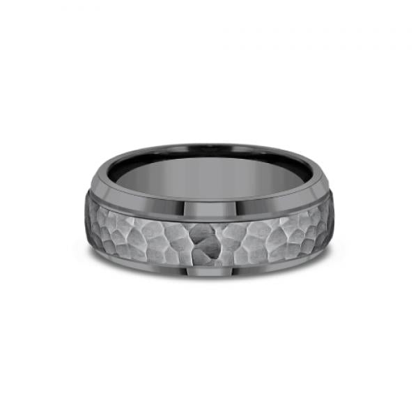 7.5mm grey tantalum ring with hammer finish