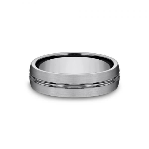 6mm satin finish grey tungsten with parallel line etches