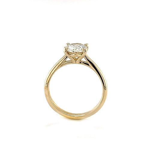 14K Yellow Gold Solitaire 1.50 CT Oval Cut Natural Diamond Engagement Ring