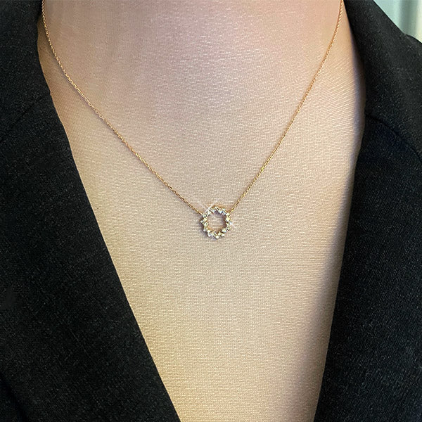 Petit Bijoux 18K Rose Gold Diamond Circle Pendant
