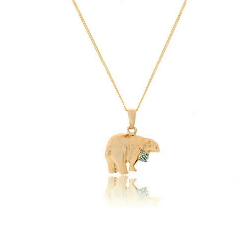 Canadian Diamond Polar Bear Necklace 10k Rose Gold